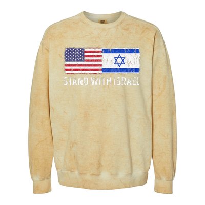 I Stand With Israel USA Israeli Flag Jewish Colorblast Crewneck Sweatshirt