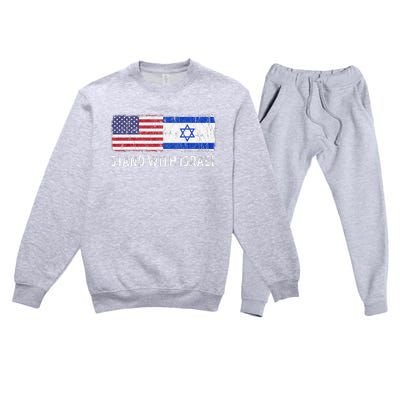 I Stand With Israel USA Israeli Flag Jewish Premium Crewneck Sweatsuit Set