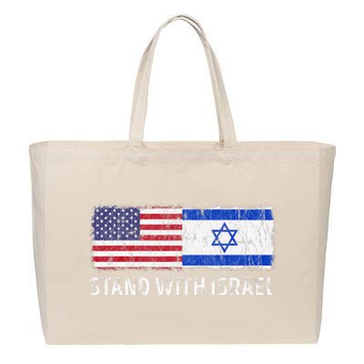 I Stand With Israel USA Israeli Flag Jewish Cotton Canvas Jumbo Tote