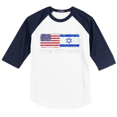 I Stand With Israel USA Israeli Flag Jewish Baseball Sleeve Shirt