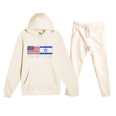 I Stand With Israel USA Israeli Flag Jewish Premium Hooded Sweatsuit Set