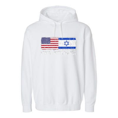 I Stand With Israel USA Israeli Flag Jewish Garment-Dyed Fleece Hoodie