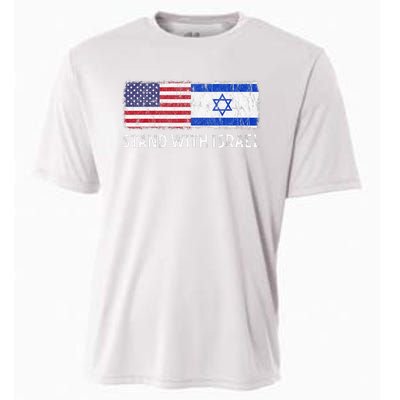 I Stand With Israel USA Israeli Flag Jewish Cooling Performance Crew T-Shirt