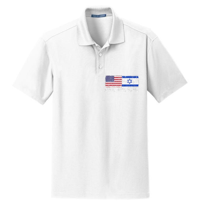 I Stand With Israel USA Israeli Flag Jewish Dry Zone Grid Polo