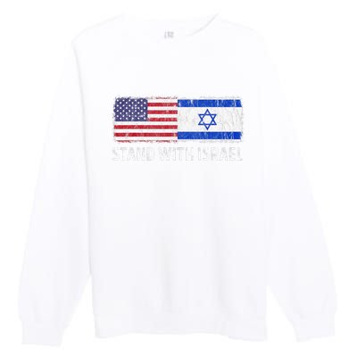 I Stand With Israel USA Israeli Flag Jewish Premium Crewneck Sweatshirt