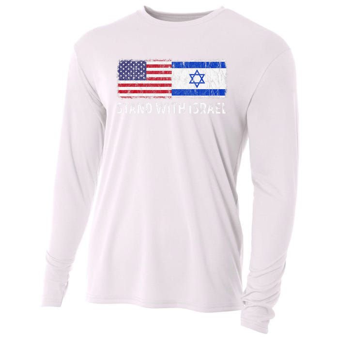 I Stand With Israel USA Israeli Flag Jewish Cooling Performance Long Sleeve Crew