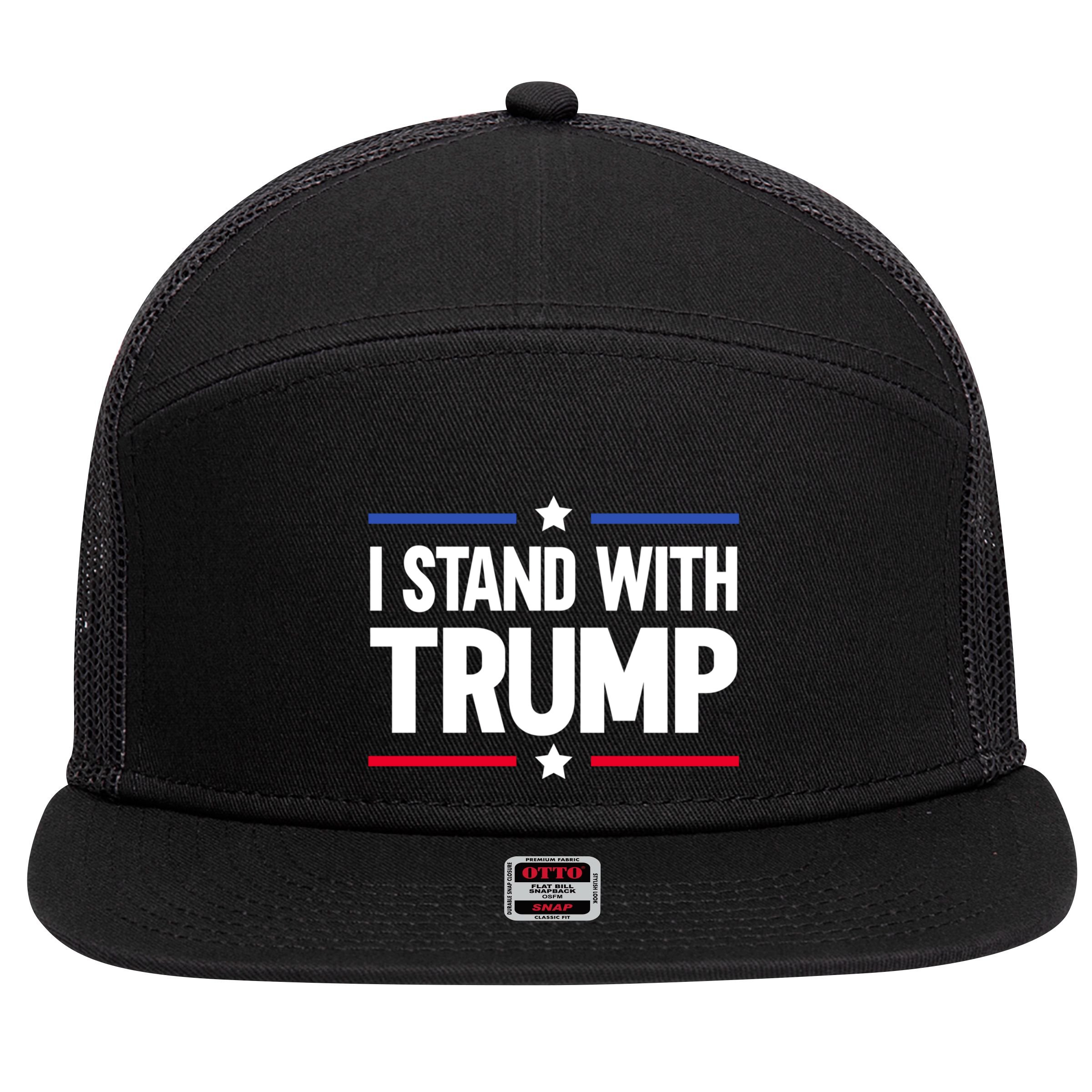I Stand With Trump Gift 7 Panel Mesh Trucker Snapback Hat