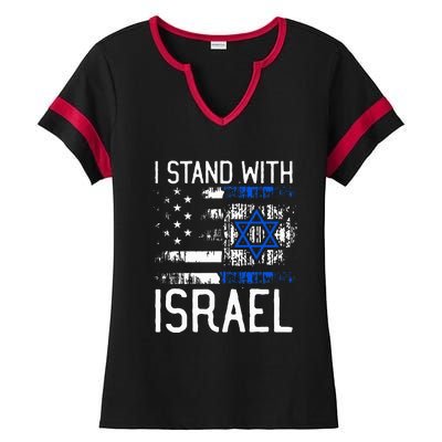 I Stand With Israel Jewish Support Group Matching  Ladies Halftime Notch Neck Tee