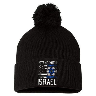 I Stand With Israel Jewish Support Group Matching  Pom Pom 12in Knit Beanie