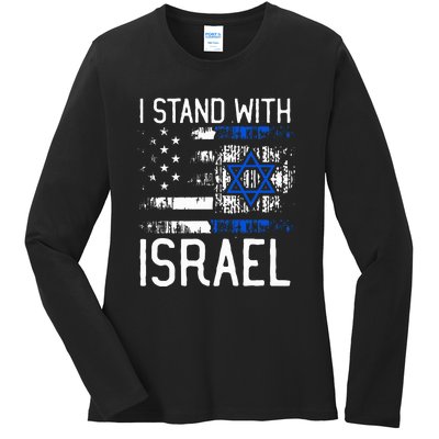 I Stand With Israel Jewish Support Group Matching  Ladies Long Sleeve Shirt