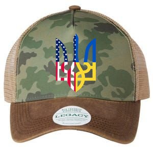 I Stand With Ukraine Flag Emblem I Stand For Ukraine Usaflag Gift Legacy Tie Dye Trucker Hat