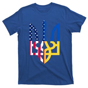 I Stand With Ukraine Flag Emblem I Stand For Ukraine Usaflag Gift T-Shirt