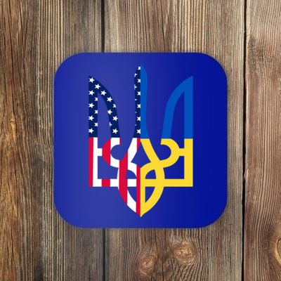 I Stand With Ukraine Flag Emblem I Stand For Ukraine Usaflag Gift Coaster