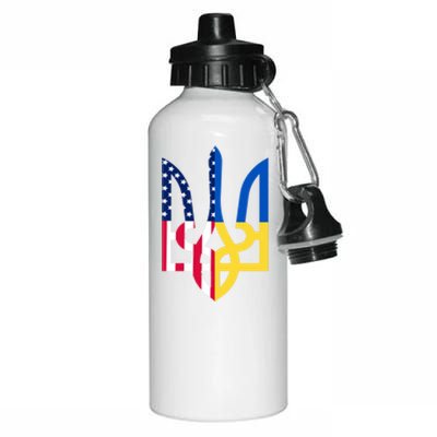 I Stand With Ukraine Flag Emblem I Stand For Ukraine Usaflag Gift Aluminum Water Bottle 