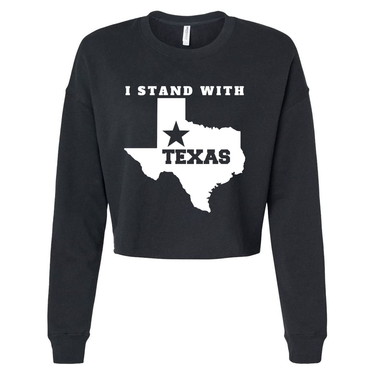 I Stand With Texas Cropped Pullover Crew