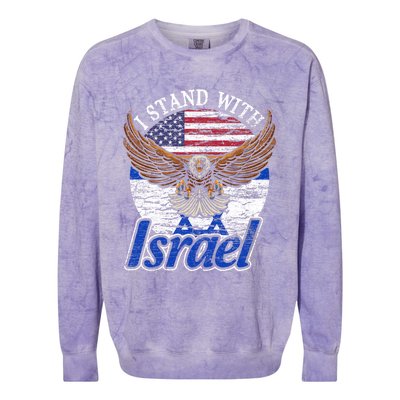 I Stand With Israel Eagle Flag Design Colorblast Crewneck Sweatshirt