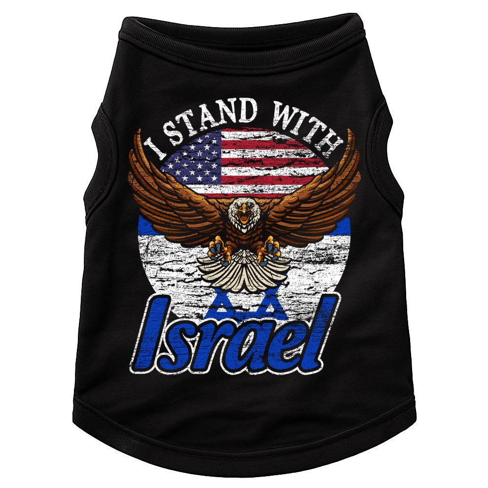 I Stand With Israel Eagle Flag Design Doggie Tank