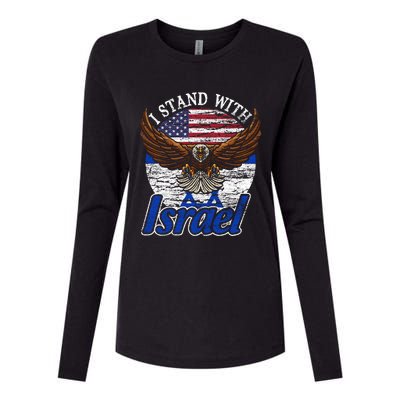 I Stand With Israel Eagle Flag Design Womens Cotton Relaxed Long Sleeve T-Shirt