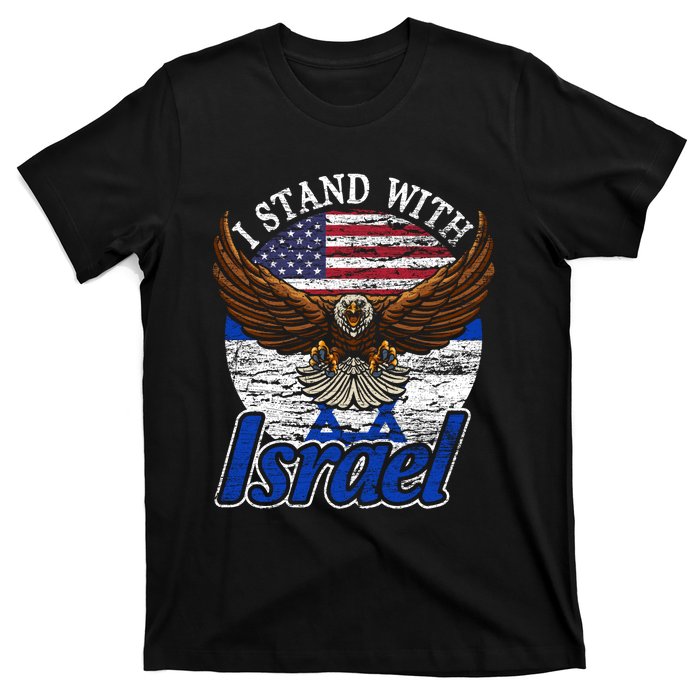 I Stand With Israel Eagle Flag Design T-Shirt