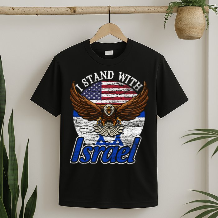 I Stand With Israel Eagle Flag Design T-Shirt
