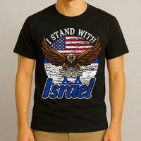 I Stand With Israel Eagle Flag Design T-Shirt