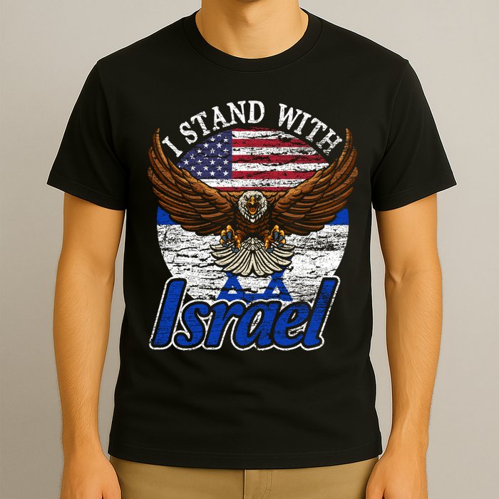 I Stand With Israel Eagle Flag Design T-Shirt