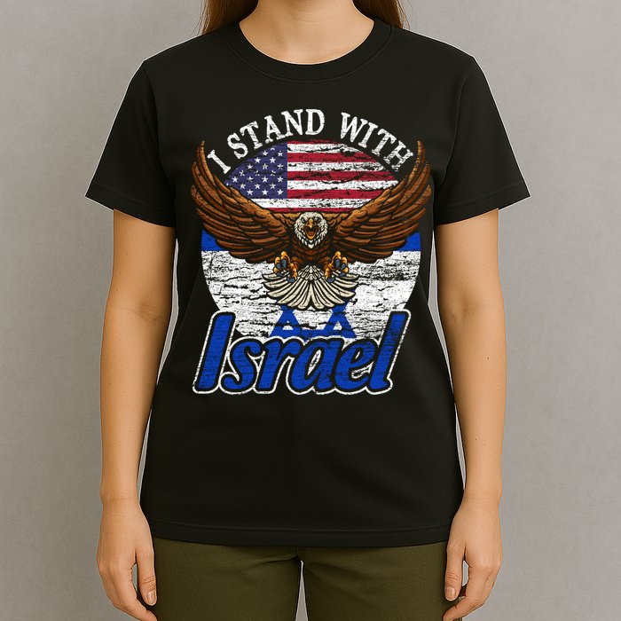 I Stand With Israel Eagle Flag Design T-Shirt