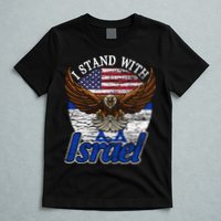 I Stand With Israel Eagle Flag Design T-Shirt