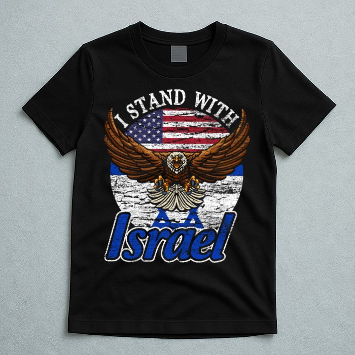 I Stand With Israel Eagle Flag Design T-Shirt