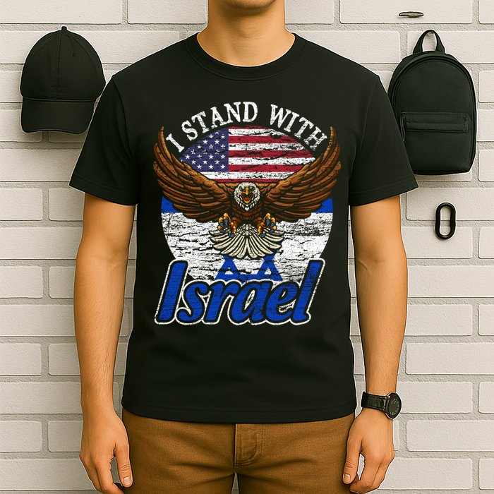 I Stand With Israel Eagle Flag Design T-Shirt