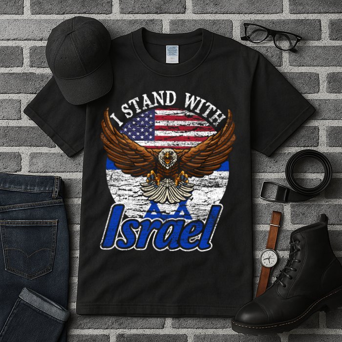 I Stand With Israel Eagle Flag Design Tall T-Shirt