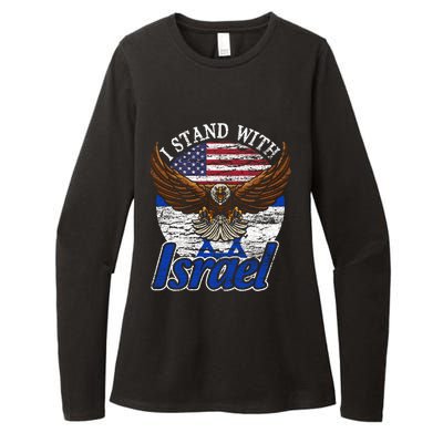 I Stand With Israel Eagle Flag Design Womens CVC Long Sleeve Shirt