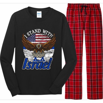 I Stand With Israel Eagle Flag Design Long Sleeve Pajama Set