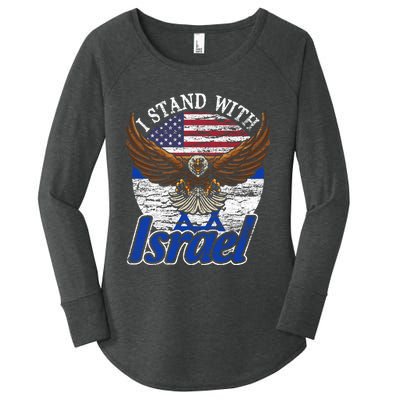 I Stand With Israel Eagle Flag Design Women's Perfect Tri Tunic Long Sleeve Shirt