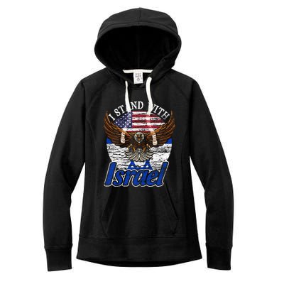 I Stand With Israel Eagle Flag Design Women's Fleece Hoodie