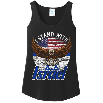 I Stand With Israel Eagle Flag Design Ladies Essential Tank