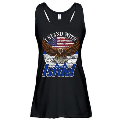 I Stand With Israel Eagle Flag Design Ladies Essential Flowy Tank