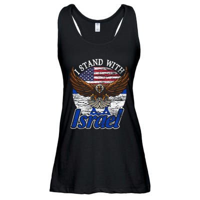 I Stand With Israel Eagle Flag Design Ladies Essential Flowy Tank