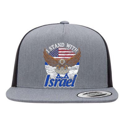 I Stand With Israel Eagle Flag Design Flat Bill Trucker Hat