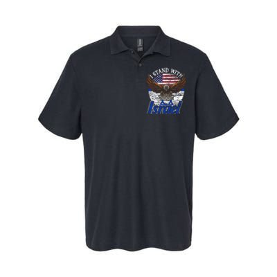 I Stand With Israel Eagle Flag Design Softstyle Adult Sport Polo