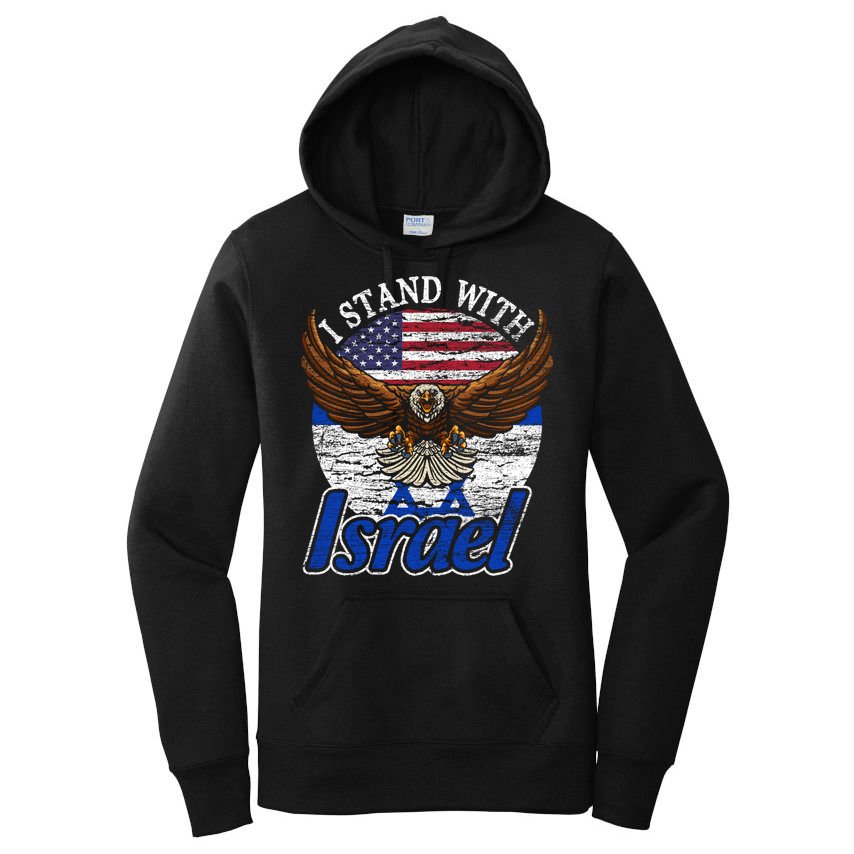 I Stand With Israel Eagle Flag Design Women's Pullover Hoodie