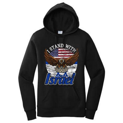 I Stand With Israel Eagle Flag Design Women's Pullover Hoodie