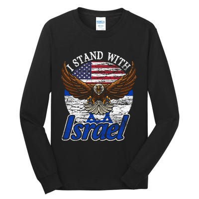 I Stand With Israel Eagle Flag Design Tall Long Sleeve T-Shirt