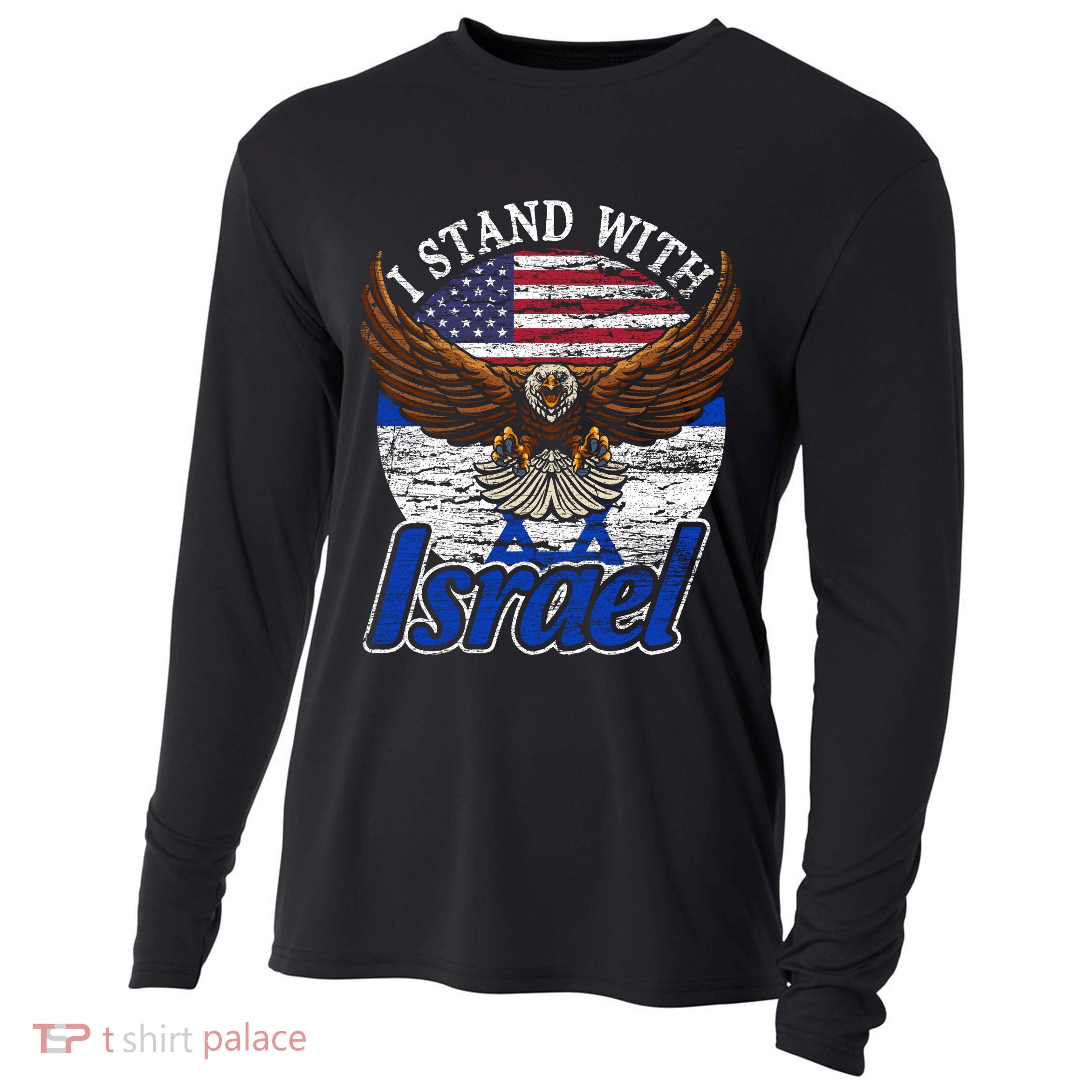 I Stand With Israel Eagle Flag Design Cooling Performance Long Sleeve Crew