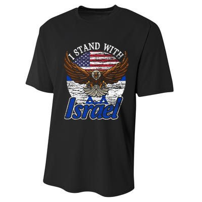 I Stand With Israel Eagle Flag Design Performance Sprint T-Shirt