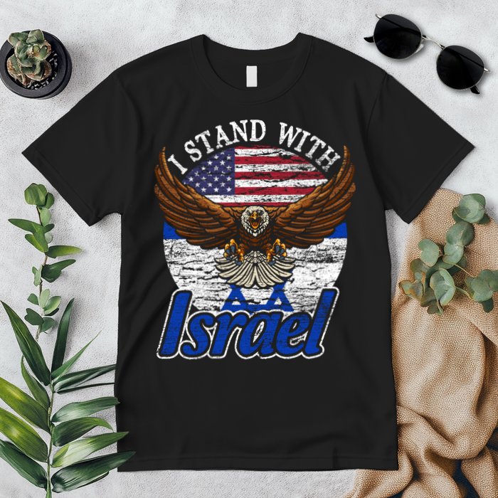 I Stand With Israel Eagle Flag Design Premium T-Shirt