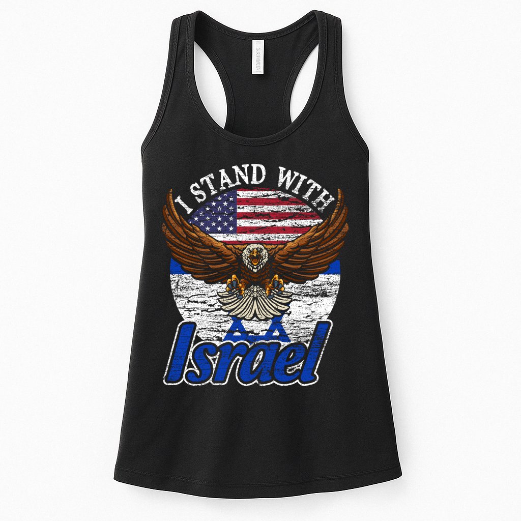 I Stand With Israel Eagle Flag Design Womens Tank Top