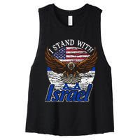 I Stand With Israel Eagle Flag Design Women's Racerback Cropped Tank