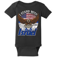 I Stand With Israel Eagle Flag Design Baby Bodysuit