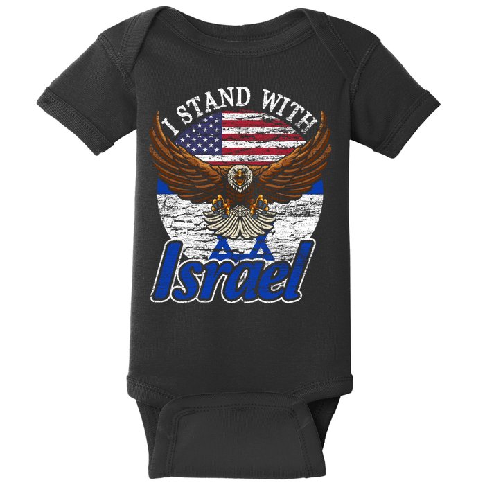 I Stand With Israel Eagle Flag Design Baby Bodysuit